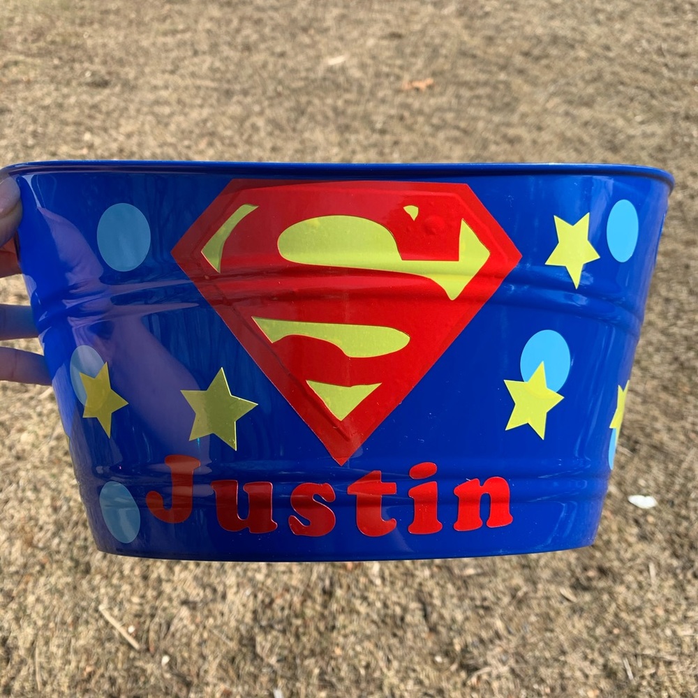 Superman superhero boys easter basket personalized